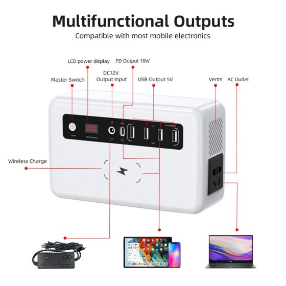24V 3600Wh Heavy-Duty Portable Power Station | 220V Output Fast Charging EV & Device Backup Power Supply